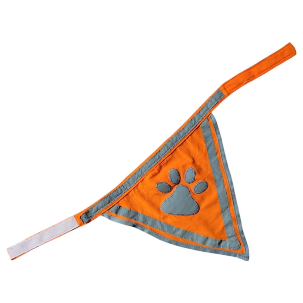 Knight Pet Velcro Orange Gray Safety Dog Bandana Scarf Paw Print - Picture 2 of 7